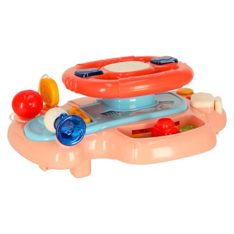 Zabawka interaktywna kierownica dla dzieci dziecka malucha do wózka symulator muzyka dźwięki różowa