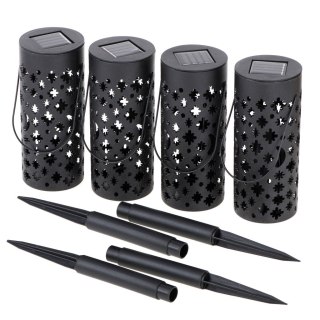 Lampa solarna ogrodowa ażurowa latarenka lampion LED czujnik zmierzchu wbijana 4szt.