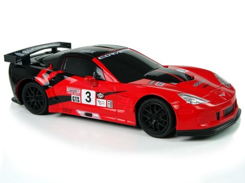 AUTO SPORTOWE R/C 1:24 CORvETTE C6.R CZERWONE 2.4 G ŚWIATŁA