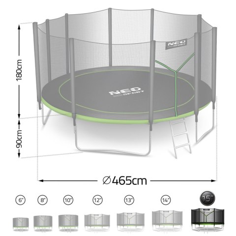 Trampolina ogrodowa 15ft/465cm z siatką zewnętrzną i drabinką Neo-Sport