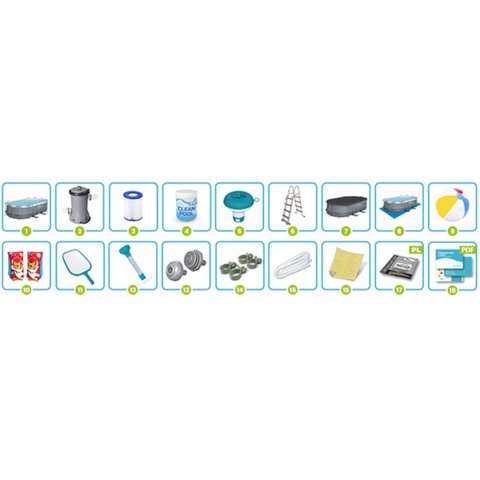 Basen ogrodowy stelażowy 427 x 250 x 100 cm 18w1 Bestway 56620