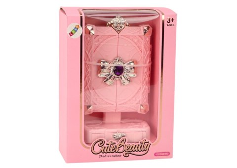 ZESTAW PIĘKNOŚCI LUSTRO NA STOJAKU REGULOWANE RÓŻOWY