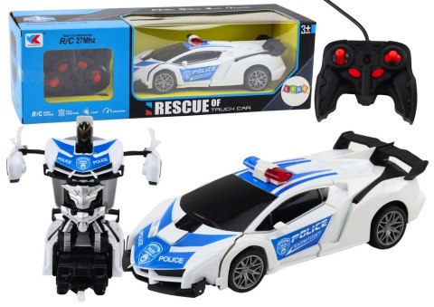 SAMOCHÓD R/C POLICYJNY 2W1 AUTO ROBOT DŹWIĘKI ŚWIATŁA