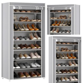 STOJAK 8-POZIOMOWY NA BUTY ORGANIZER SZAFA OSŁONA PYŁOSZCZELNA SZARA