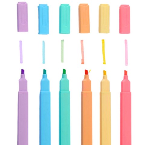 ZESTAW ZAKREŚLACZY PISAKI FLAMASTRY KOLOROWE BIUROWE SZKOLNE 6 SZT