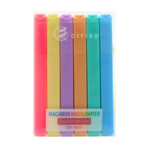 ZESTAW ZAKREŚLACZY PISAKI FLAMASTRY KOLOROWE BIUROWE SZKOLNE 6 SZT