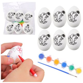 JAJKA WIELKANOCNE STYROPIANOWE DO MALOWANIA FARBKI WZÓR ZAJĄC 6SZT