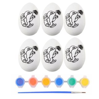 JAJKA WIELKANOCNE STYROPIANOWE DO MALOWANIA FARBKI WZÓR ZAJĄC 6SZT