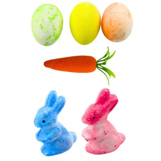 OZDOBY WIELKANOCNE W KOSZYCZKU ZAJĄCZKI JAJKA MARCHEWKA 6SZT