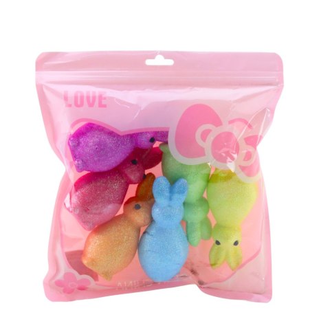 STYROPIANOWE ZAJĄCZKI WIELKANOCNE BROKATOWE OZDOBNE KOLOROWE 6SZT