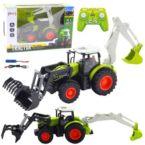 TRAKTOR ROLNICZY Z OBROTOWĄ ŁYŻKĄ I KOPARKĄ 2W1 ZDALNIE STEROWANY 2.4G
