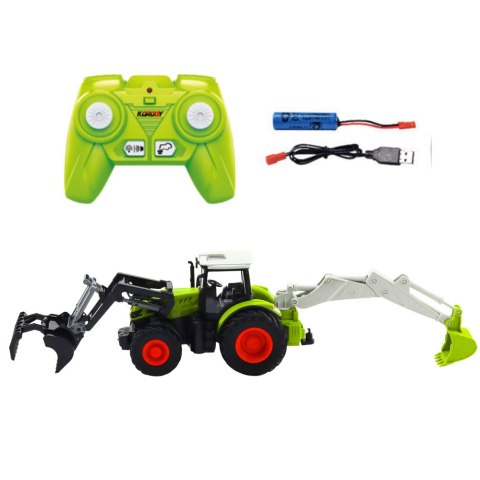 TRAKTOR ROLNICZY Z OBROTOWĄ ŁYŻKĄ I KOPARKĄ 2W1 ZDALNIE STEROWANY 2.4G