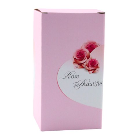 WIECZNA RÓŻA W KOPULE Z OŚWIETLENIEM LED SERCEM KORALIKAMI CZERWONA 21x11CM