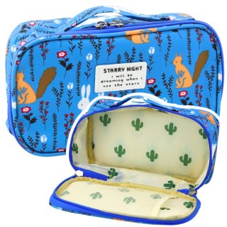 PIÓRNIK SZKOLNY ORGANIZER KOSMETYCZKA DODATKOWA KIESZONKA NIEBIESKI 22,5CM