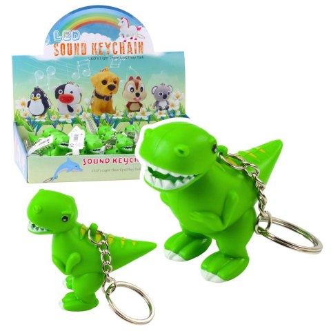 BRELOK DO KLUCZY PLECAKA DINOZAUR LATARKA LED DŹWIĘKI MIx KOLOR