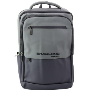 PLECAK MIEJSKI BIZNESOWY USB KIESZEŃ NA LAPTOPA CZARNO SZARY 16L 41CM