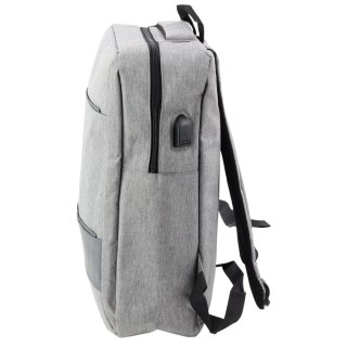 PLECAK MIEJSKI BIZNESOWY USB PRZEGRODA ŚRODKOWA SZARY 14L 40CM