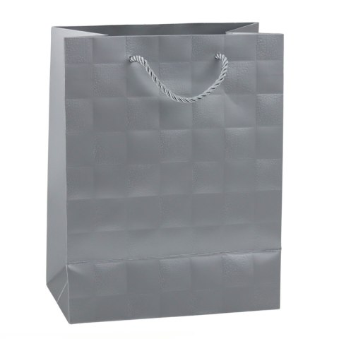 TORBA PREZENTOWA ELEGANCKA TŁOCZONE KWADRATY 23 x 18 x 10,5 CM
