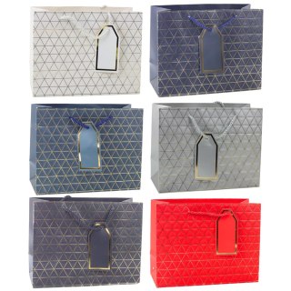 TORBA PREZENTOWA GEOMETRYCZNA ZŁOTE LINIE 23 x 18 x 10 CM