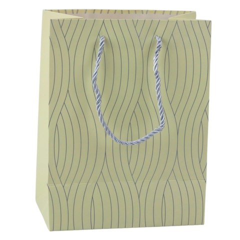 TORBA PREZENTOWA PAPIEROWA SREBRNE LINIE FALISTE 23 x 18 x 10,5 CM