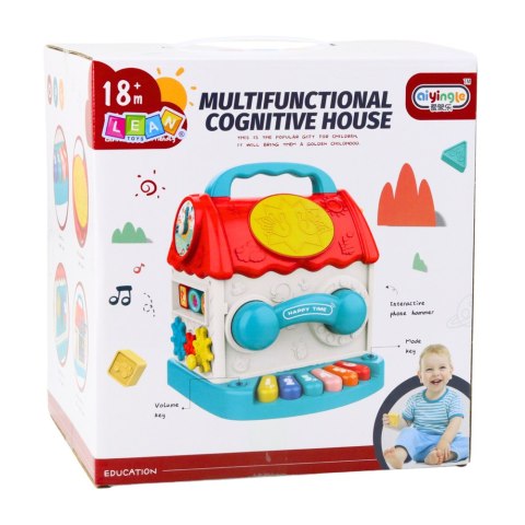 DOMEK EDUKACYJNY KOSTKA INTERAKTYWNA GRZECHOTKA SORTER DŹWIĘKI KOLOROWY