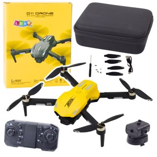 DRON D11 ZDALNIE STEROWANY KAMERA HD WIFI STEROWANIE GESTAMI PILOT ŻÓŁTY