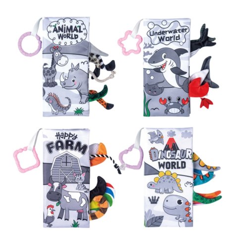 ZESTAW MIĘKKIE KSIĄŻECZKI EDUKACYJNE SENSORYCZNE DLA MALUCHA 4SZT