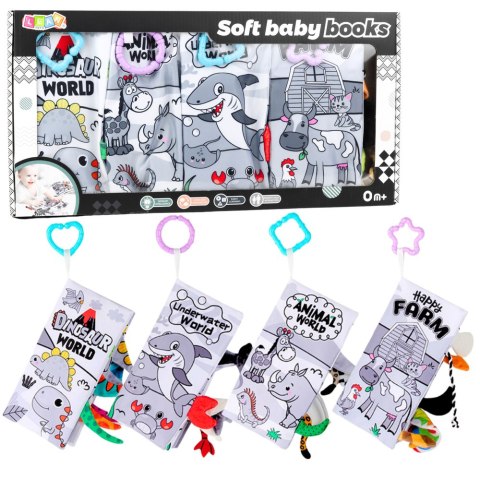 ZESTAW MIĘKKIE KSIĄŻECZKI EDUKACYJNE SENSORYCZNE DLA MALUCHA 4SZT