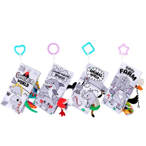 ZESTAW MIĘKKIE KSIĄŻECZKI EDUKACYJNE SENSORYCZNE DLA MALUCHA 4SZT