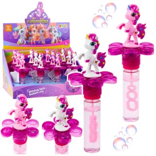 BAŃKI MYDLANE JEDNOROŻEC OBROTOWY KWIATEK ŚWIATŁO LED 20CM MIx