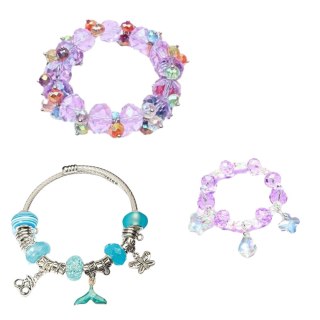 ZESTAW PIĘKNOŚCI BIŻUTERIA BRANSOLETKA KORALIKI SPINKA SYRENI OGON 48EL