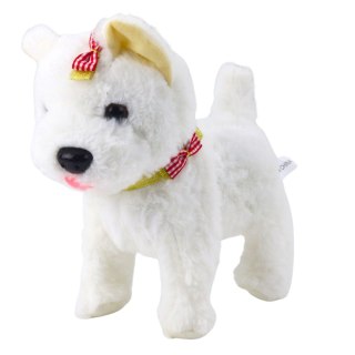 INTERAKTYWNY PIESEK Z KOKARDKAMI NA SMYCZY CHODZI SZCZEKA BIAŁY