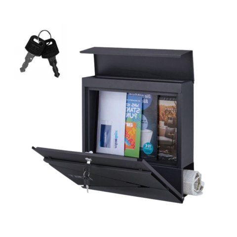 DUŻA SKRZYNKA POCZTOWA NA LISTY GAZETY ANTRACYTOWA NAPIS POST 37x37x10,5 CM