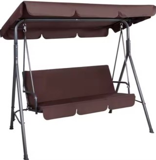 HUŚTAWKA TRZYOSOBOWA OGRODOWA BUJANA MATERAC BRĄZOWA