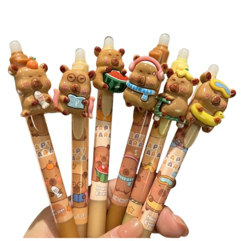 DŁUGOPIS AUTOMATYCZNY Z GUMKĄ ZMAZYWALNY KAPIBARA 3D NIEBIESKI TUSZ