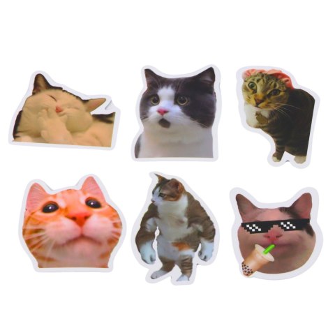Zestaw Naklejki Koty Memy Dekoracyjne Różne Motywy 50 szt. 7-8 cm