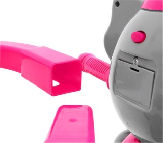 3-kołowy Rowerek dla dzieci Słonik Różowy + Dźwięki + Daszek + Barierka + Podnóżek + Rączka + Schowek