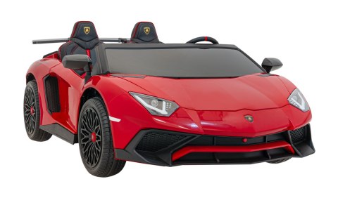 Auto Lamborghini Aventador SV na akumulator dla 2 dzieci Czerwony + Pilot 2,4 GHz + Pianka EVA + Audio LED