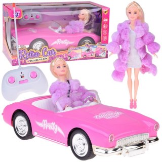 Autko Retro Cadillac na pilota + Elegancka Lalka w Futrze RC0745