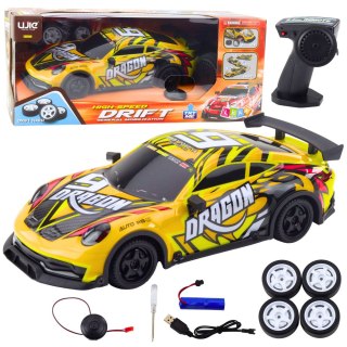 AUTO SPORTOWE ZDALNIE STEROWANE RC PODŚWIETLANA KAROSERIA DRIFT ŻÓŁTY
