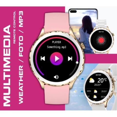 Smartwatch Damski Rubicon RNCF02-2 Złoty + Pasek Różowy N/A