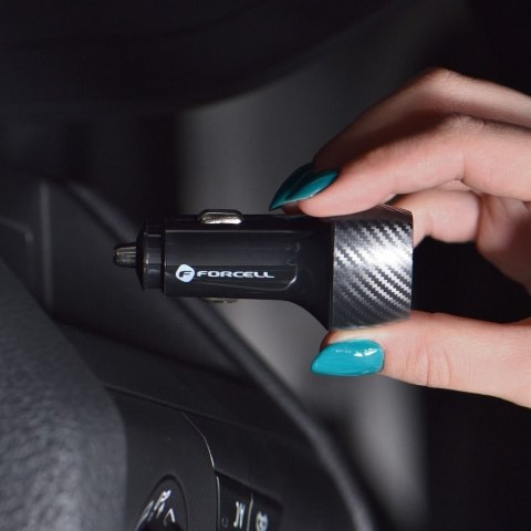 Ładowarka samochodowa Forcell F-Energy Carbon 2 x USB A QC3.0 3A 36W CC50-2A czarna