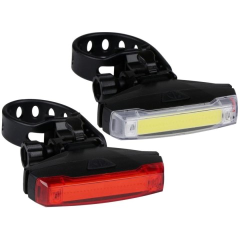 ZESTAW LAMP ROWEROWYCH LED PRZÓD I TYŁ BLACK DUNLOP