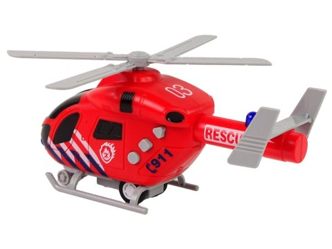 HELIKOPTER RATUNKOWY STRAŻ POŻARNA CZERWONY DŹWIĘK ŚWIATŁA ŚMIGŁA