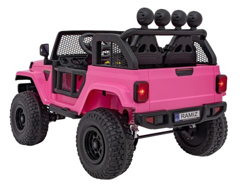 AUTO TERENOWE OFF-ROAD 3.0 DLA DZIECI RÓŻOWY + PILOT + WOLNY START + PASY + AUDIO LED