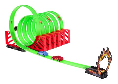 EKSTREMALNY TOR WYŚCIGOWY DLA DZIECI 3+ ELEMENTY KONSTRUKCYJNE 27 EL. + 2 AUTKA RAJDOWE + 6 PĘTLI