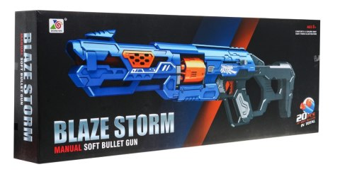 MANUALNY KARABIN DLA DZIECI 8+ BLAZE STORM MECHANIZM Z SUWAKIEM + 20 DŁUGICH POCISKÓW Z PIANKI