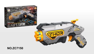 MANULANY PISTOLET BLAZE STORM DLA DZIECI 8+ SZARY + 20 BEZPIECZNYCH POCISKÓW + MECHANIZM SPRĘŻYNOWY