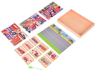 TABLICA MAGNETYCZNA 2W1 Z PUZZLE MAGNETYCZNE POJAZDY BUDOWLANE ZA5352