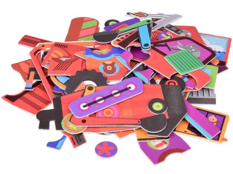 TABLICA MAGNETYCZNA 2W1 Z PUZZLE MAGNETYCZNE POJAZDY BUDOWLANE ZA5352